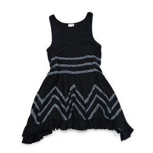 Free People Intimately Black & grey baby doll lace overlay tank top polka dot